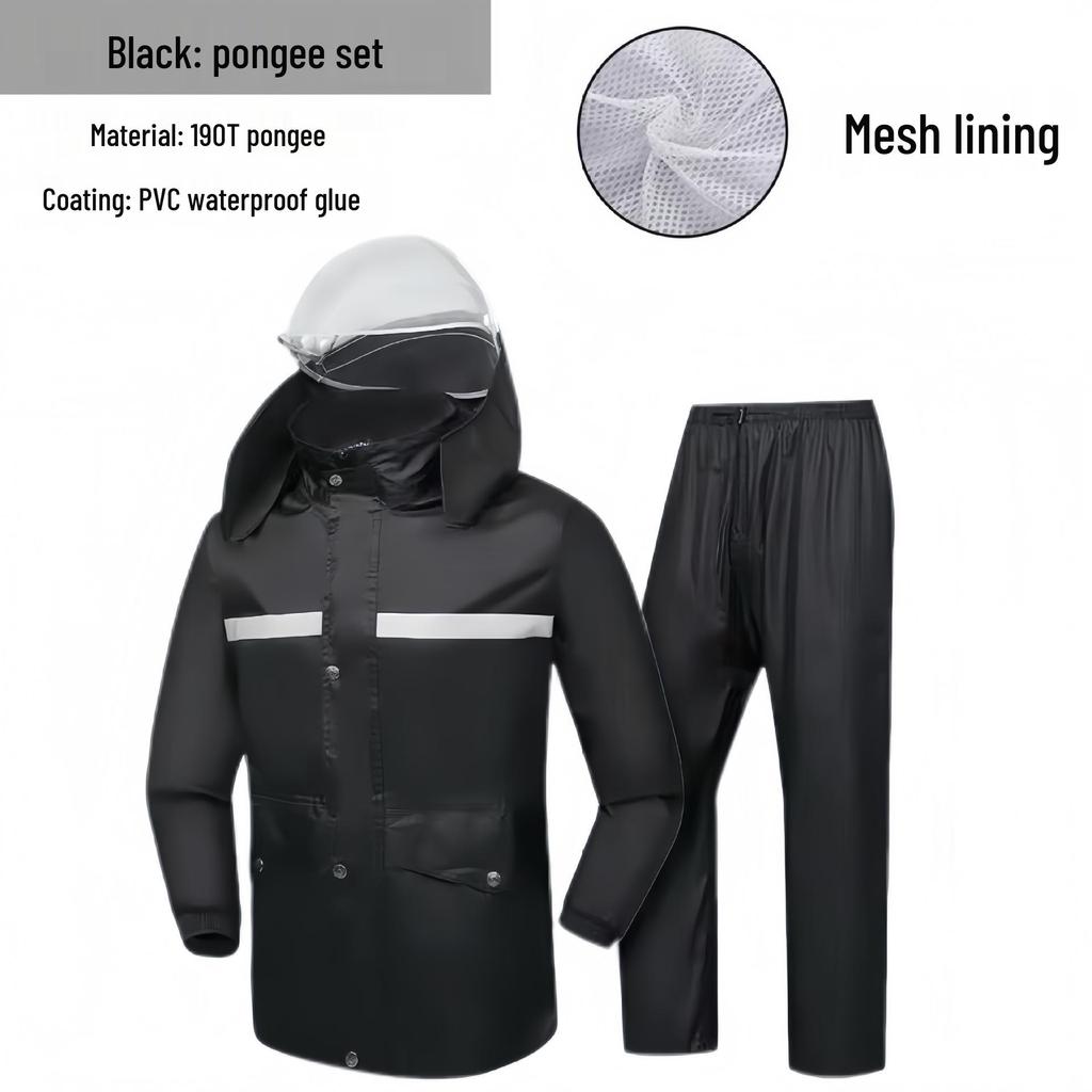 Темно-синий светоотражающий дождевик и брюки для мужчин - Водонепроницаемый, Утепленный, Раздельного типа, Идеально подходит для работников служб безопасности и санитарии