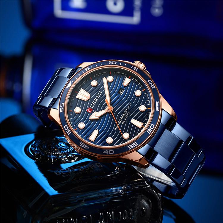 CURREN Men's Steel Band Fashion Business Watch Quartz Calendar Men's Watch Waterproof for Students