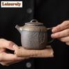 160ml Japanese Gilded Iron Glaze Teapot Boutique Rough Pottery Infuser Pot Tea Brewing Kettle Tea Items Accessories Ornaments