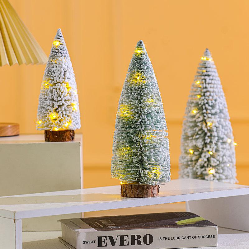 Рождественские украшения липкие мини-снежные елочные украшения для стола флокированные кедровые деревья сценическая композиция подарки