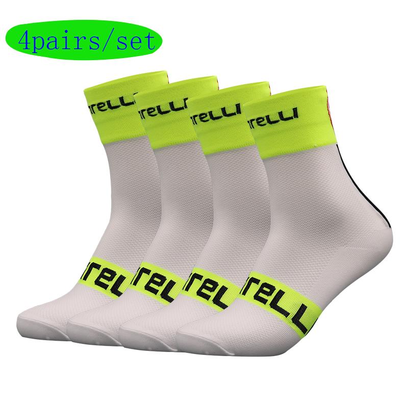 Велоноски мужские 4 пары/набор Велоноски женские Спортивные влагоотводящие дышащие Футбольные компрессионные носки