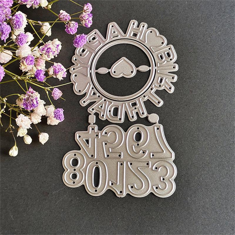 Номер и письмо на день рождения, художественный узор, металлические стальные трафареты, трафареты для скрапбукинга, ремесленные штампы, 3D DIY, изготовление фестивальных карт
