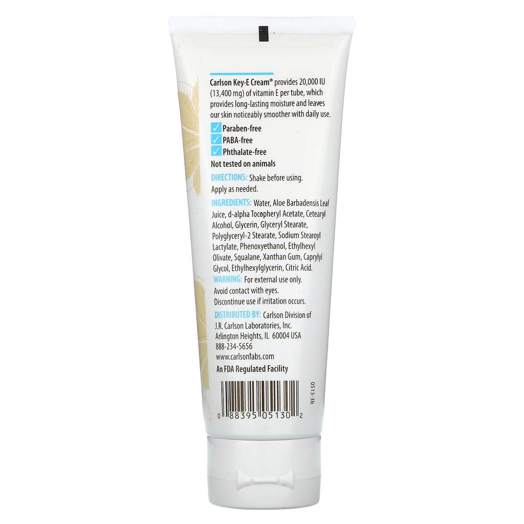 Key E, Vitamin E + Aloe, Hand & Body Cream, Fragrance Free, 113G(4Oz)