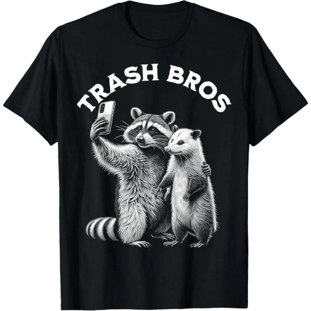 Opossum Racoon Trash Bros Selfie Funny Meme Possum Graphic T-Shirt Graphic Top