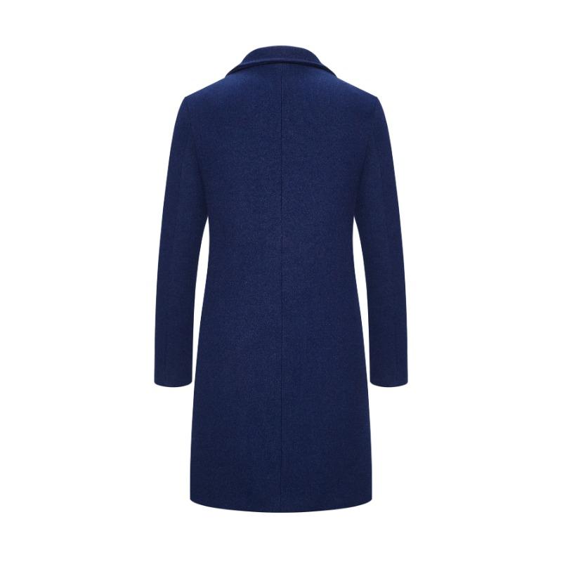 Spring Autumn New Long Cotton Coat New Wool Blend Pure Color Casual Business Fashion Men's Clothing Slim Windbreaker Jacket