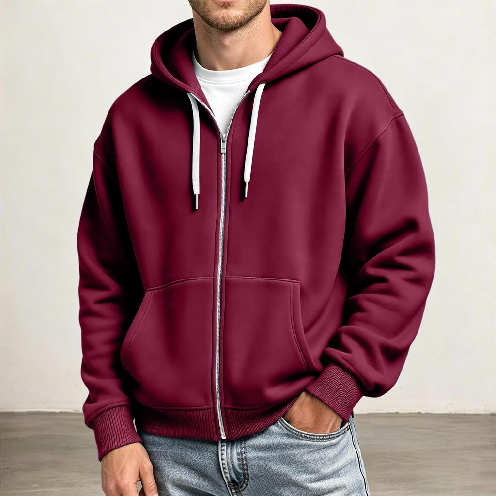Мужская толстовка с капюшоном на молнии, спущенное плечо, повседневная толстовка с длинным рукавом для повседневной носки