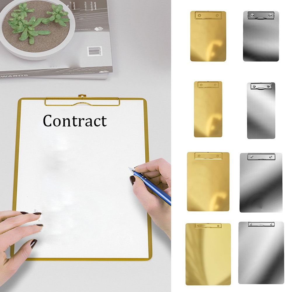 Stainless Steel Test Paper Storage Folder Hard Writing Clipboard Menu Ticket Holder  Restaurant