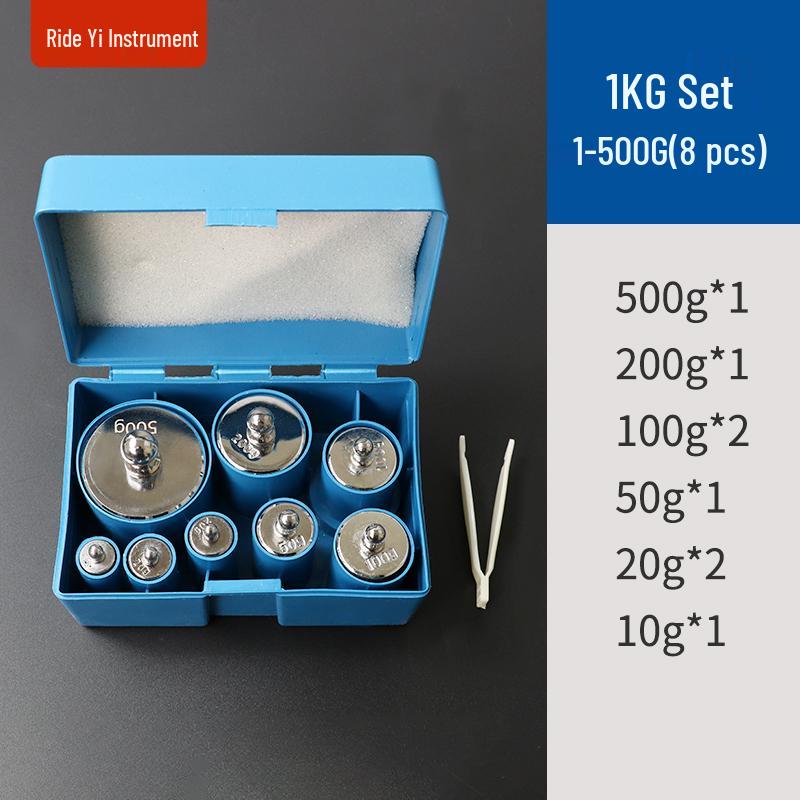 Набор калибровочных гирь высокой точности класса M2 - 1 кг, 500 г, 100 г из нержавеющей стали для электронных весов