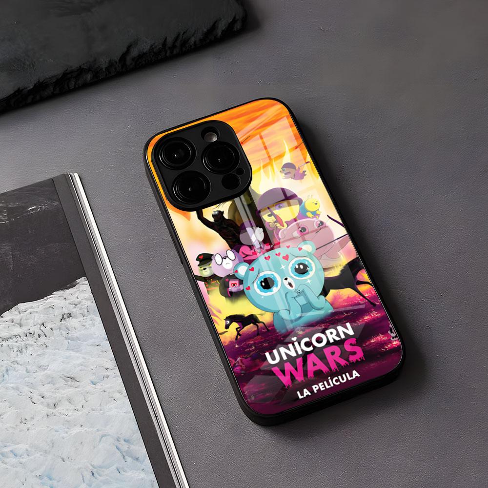 Чехол для телефона U-unicorn Wars для iPhone 17 Air 16 E Pro Max 15 14 13 Mini 12 Pro 11 Max Plus Черный Стеклянный Чехол