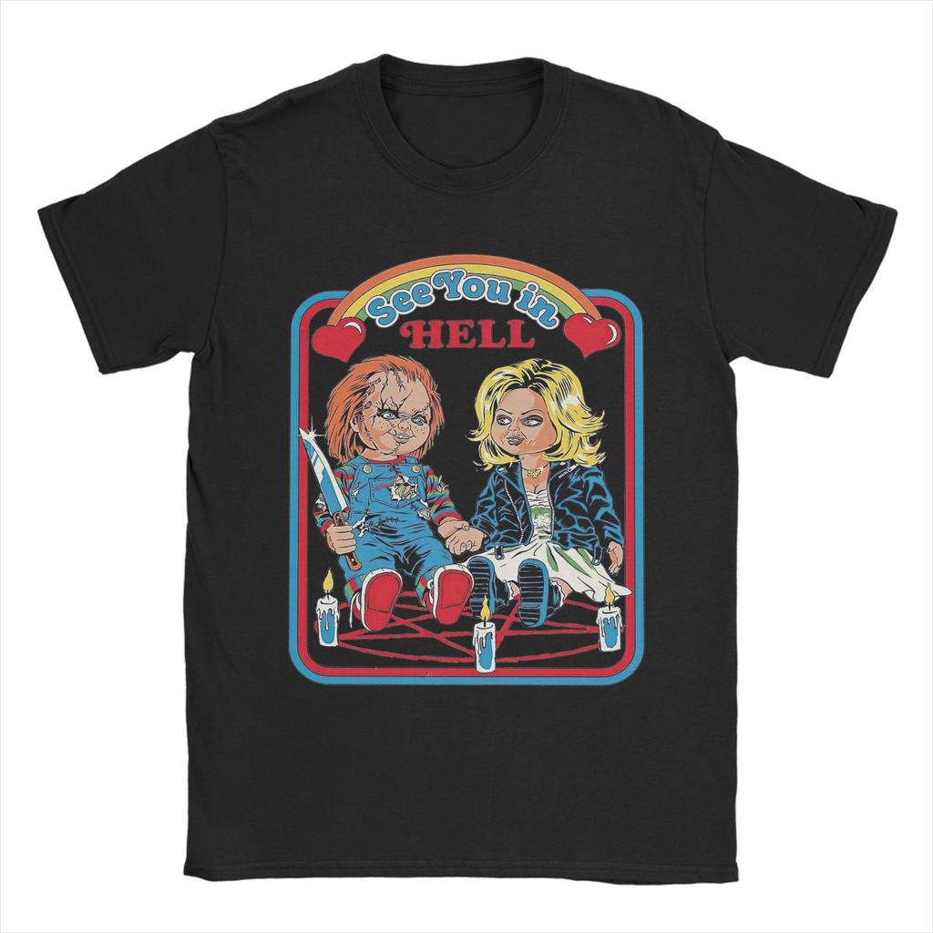 Halloween Chucky Horror Movie T-Shirts for Men Funny Cotton Tees Crew Neck Short Sleeve T Shirts Printed Clothes