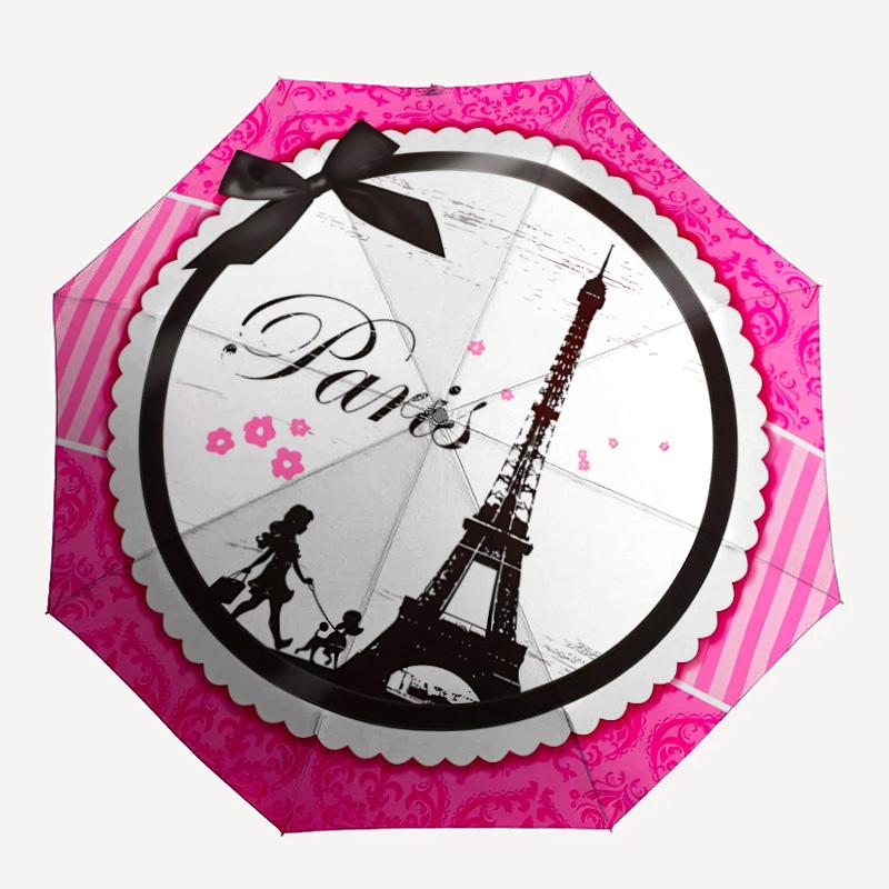 1pc Paris Eiffel Tower Auto-Fold Umbrella with One-Touch Open/Close - 8 Reinforced Ribs for Windproof Stability,  yy251118258