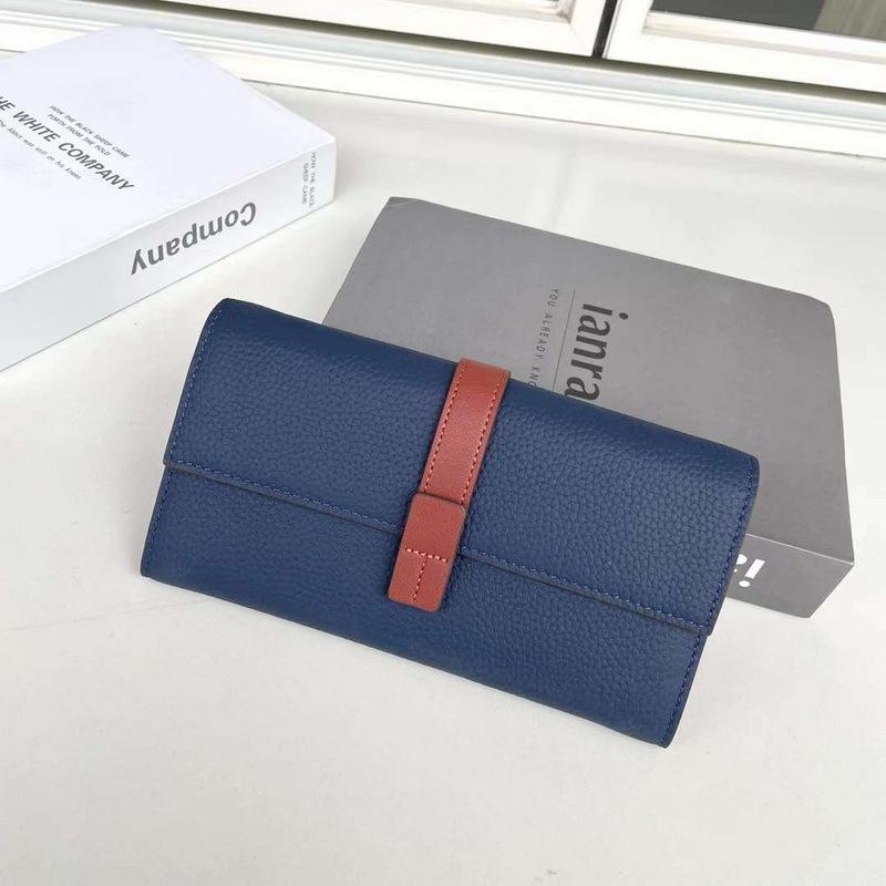 Новый женский кошелек из натуральной кожи, верхний слой из коровьей кожи с узором личи, длинная сумка с тремя отделениями, контрастного цвета