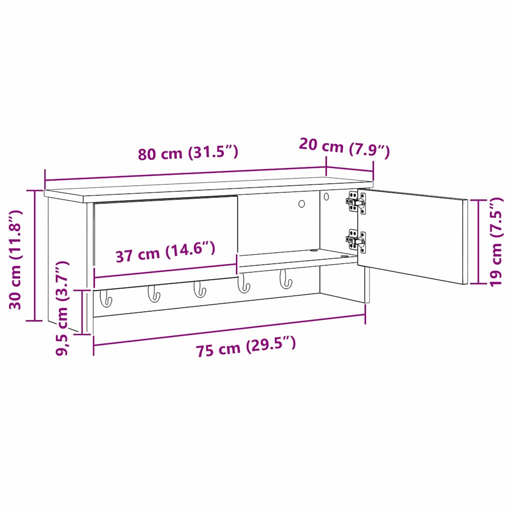 Wall Mounted Nightstand White 80 x 20 x 30 cm Engineered Wood