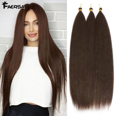 Ariel Straight PonyTail Синтетические волосы 30 дюймов Пучки крючком косички Омбре Коричневый крючком наращивание волос для женщин