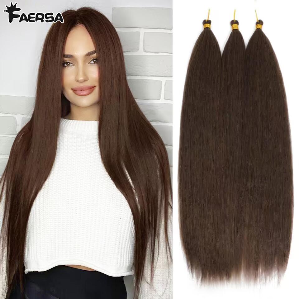 Ariel Straight PonyTail Synthetic Hair 30 Inch Bundles Crochet Braids Ombre Brown Crochet Brading Hair Extensions for Women