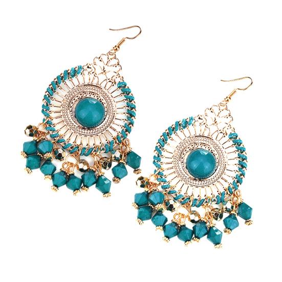 1 Pair Women Hook Earrings Colorful Ethnic Anti-deformed Bohemia Style Tassel Drop Earrings Female Jewelry