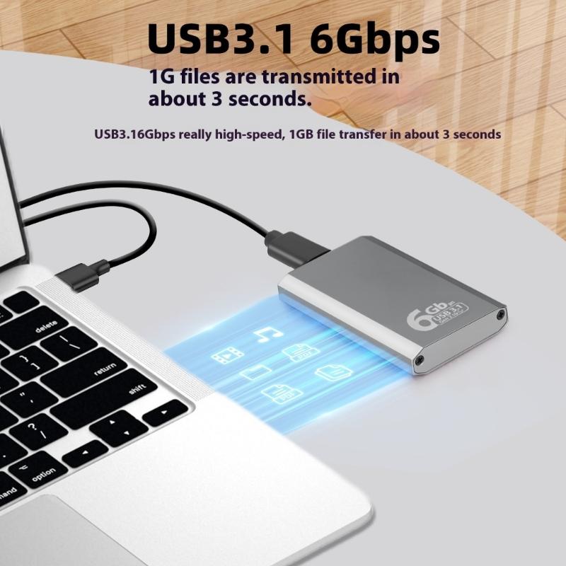Aluminum mSATA External Drive Enclosure Fast USB 3.1 Heat Dissipation Secure Storage Solution for Work Accessories