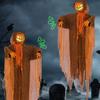 Halloween Hanging Pumpkin Ghost with Lighted Head Sound Rotating Motion Spooky Skeleton Props Outdoor Tree Porch Garden Party Decoration