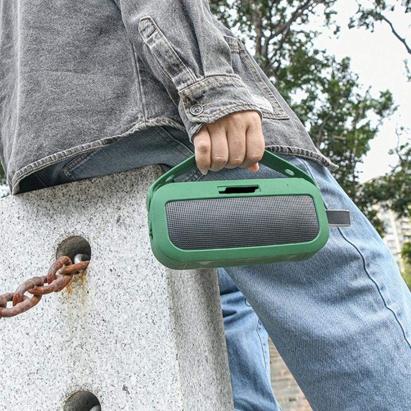 Soft Silicone Case for Bluetooth-compatible Speaker Travel Carry Protective with Shoulder Strap Protective Skin