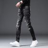 Light Luxury Splash Ink Jeans Men's Trend Ins Slim Small Leg Trousers Tide Retro Patches Men's Trousers