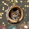 2D Cat Decoration Hanging Acrylic Cat In Tree Hole Decoration