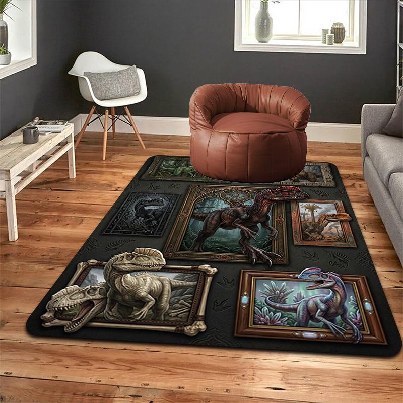 Dinosaur Gallery Pattern Rug Floor Mat for Living Room or Bedroom Soft and Comfortable Carpet a Gift for Birthday and Holiday.