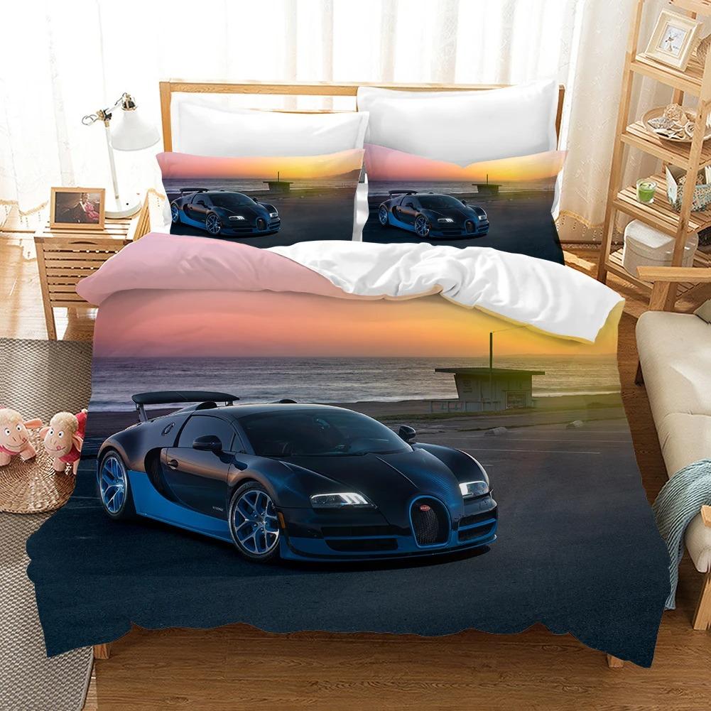 Sports Car Race Car Bedding Sets Quilt Bed Cover Comforter Duvet Cover Pillow Case 2-3 Pieces Sets Kids Adult Bedroom Decor