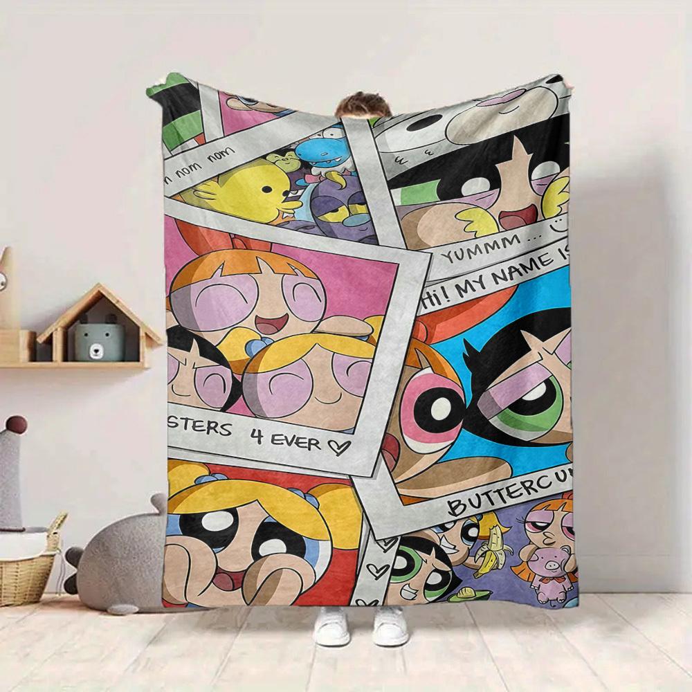 1pc Powerpuff Girls Flannel Blanket, Soft Skin Friendly with Digital Printing, Various Sizes Available for Family, Friends, Birthday