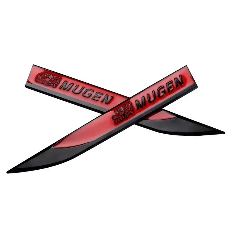 FIQ1 2pcs x Metal Mugen Logo Side Fender Emblem Badge Car Body Sticker Decal for Honda Civic City Jazz Accord Crv Fit Insight