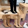 Женские ботфорты на высоком каблуке с французским острым носком, осенне-зимняя новинка 2025 года, высокие модные ботфорты-чулки двойного ношения