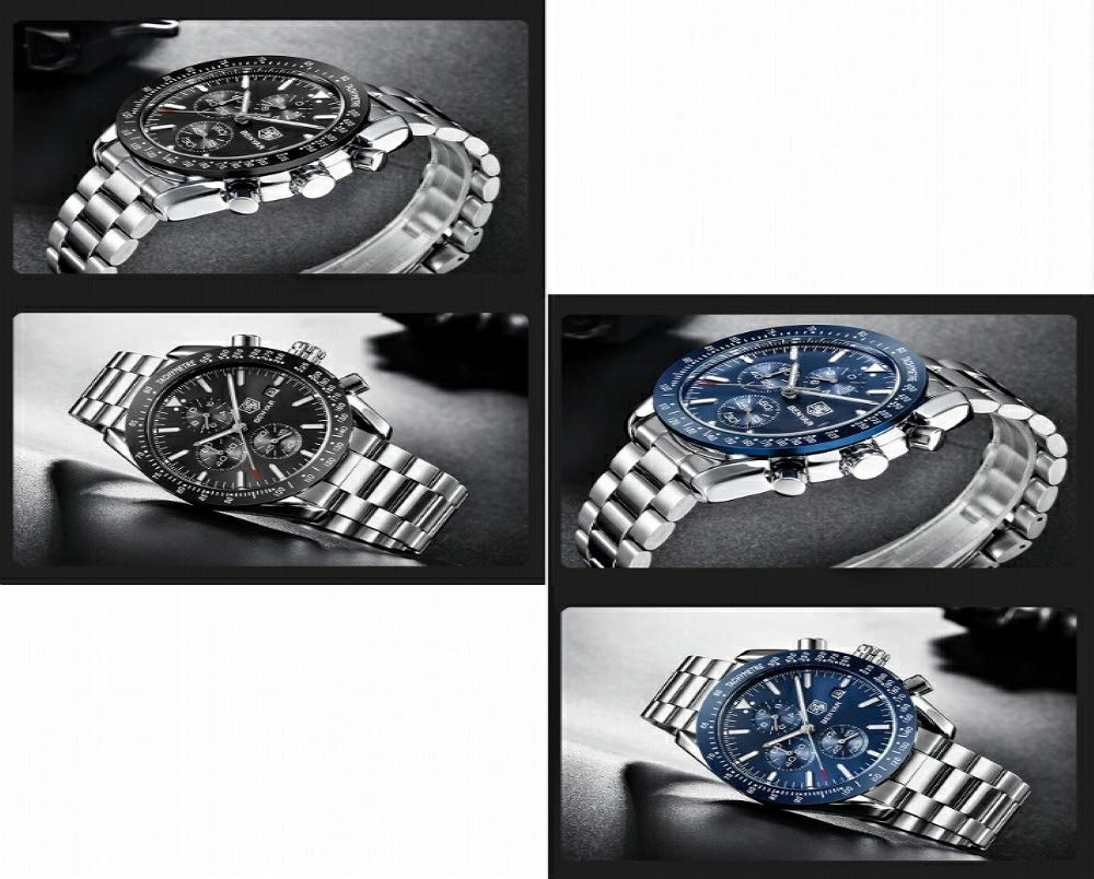 Последние часы BENYAR Chrono Black Blue Quartz Black Stopwatch Calendar Color Analog Type Wrist Watch Cool Stylish Heavy Luxury Cool Trend Popular