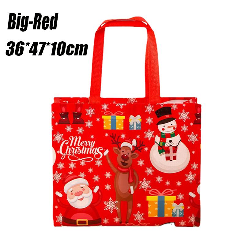Santa Elk Snowflake Tote Bag Children's Gift Bags Thickened Non-woven Waterproof Bag Christmas Gift Bags Christmas Decoration