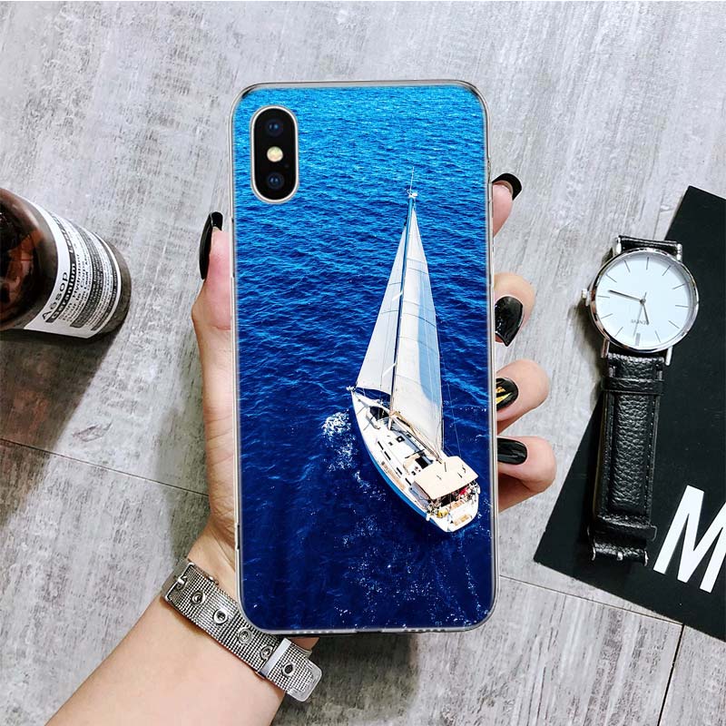 Чехол для телефона с парусником для iPhone 17 Air 16 15 Plus 11 14 Pro Max 13 Mini 12 7 8 + SE Художественный узор Индивидуальная крышка 17 Air 16 15