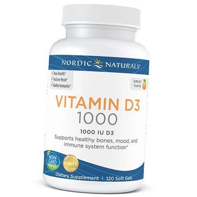 Витамин Д3, Холекальциферол, Vitamin D3 1000, 120гелкапс Апельсин (36352033)