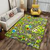 Colorful cartoon city road map for kids playtime Non-slip rug suitable for living room and bedroom sofas