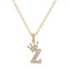 Unisex Fashion Crown A-Z Alphabet Pendant Vintage Chain Necklaces Hip-Hop Style Crystal Zircon Punk MIT