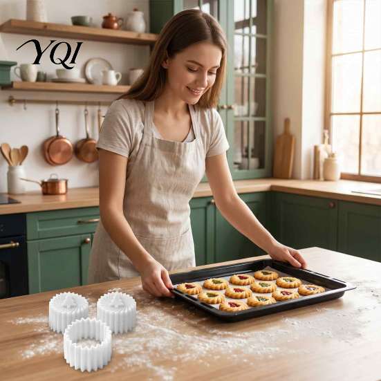 Decorative Cookie Cutter Double-Sided Mooncake Press Mold, 2-in-1 Plastic Pastry Stamp, Christmas Homemade Dessert Tree Design Baking Tool for