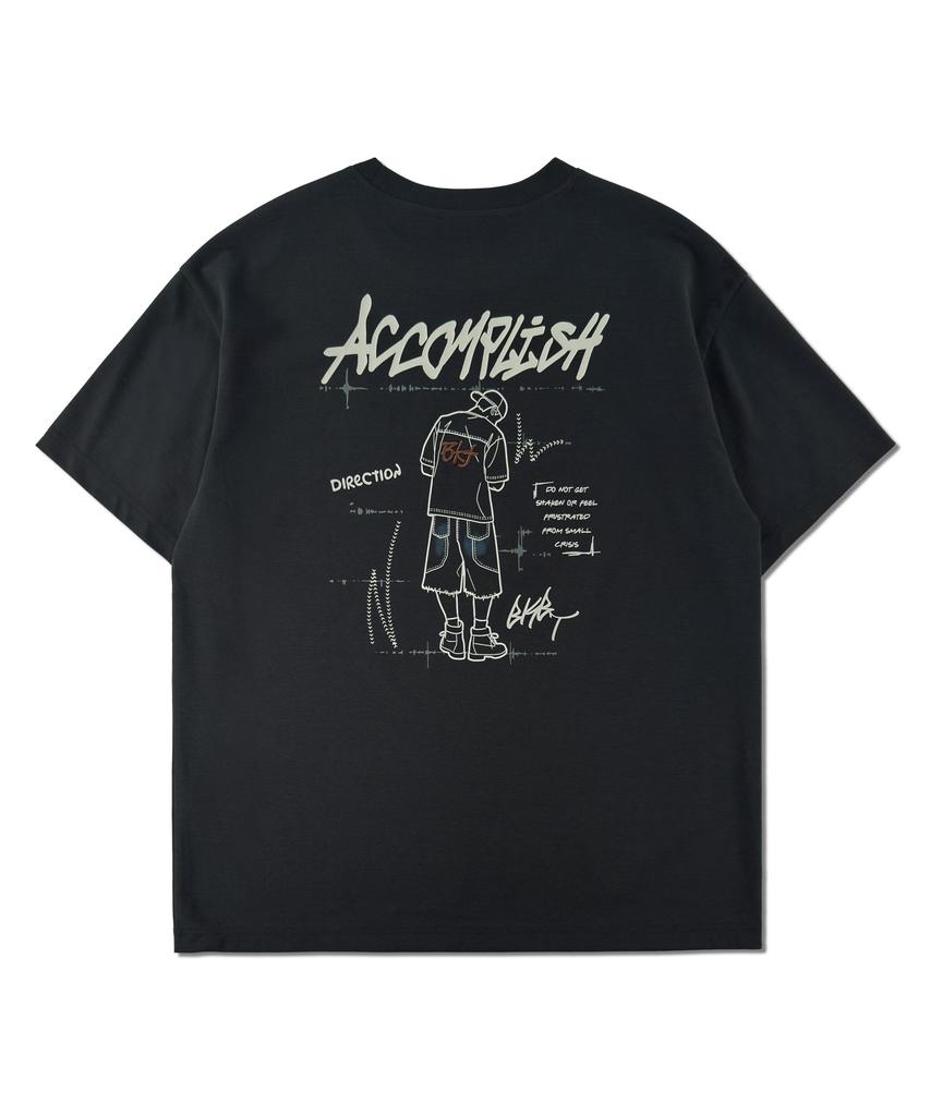 BUNKERBUSTER Футболка с коротким рукавом Accomplish Drawing Mq2Tu246_Угольный