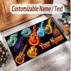 Music Guitar Theme Soft Crystal Velvet Rug Custom Name & Text Print Non Slip Floor Rug for Bedroom Living Room
