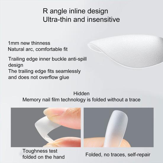 420Pcs/Box Fake Clear Easy Long To Paste Nails Lasting Removable Matte Nail Extension Acrylic Extra