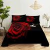 Red Rose Bed Sheets and Pillowcases for Double Beds Single 3D Flower Bedsheets Set with Pillow Case 2pcs 3pcs Queen Full Size