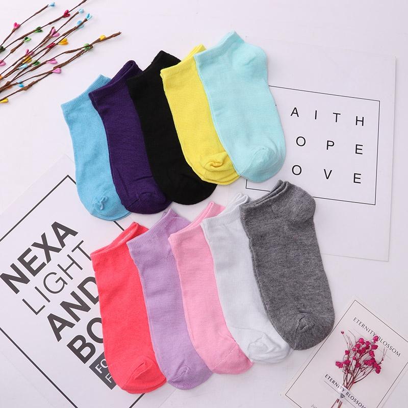 10 Pairs Comfortable Candy Color Cotton Sock Slippers Short Socks Fashion Low Cut Breathable Socks