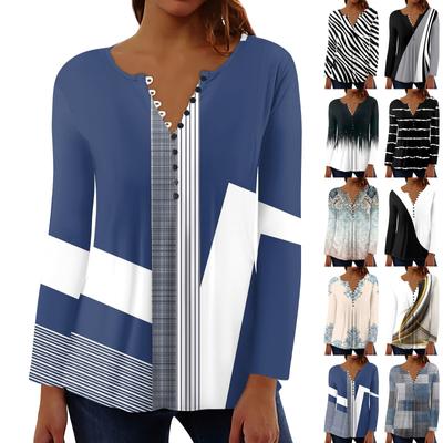 Женский повседневный топ свободного покроя с длинным рукавом и пуговицами