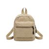 Lightweight Corduroy Mini Backpack Solid Color Daypack Versatile Double Shoulder Bag  Ladies