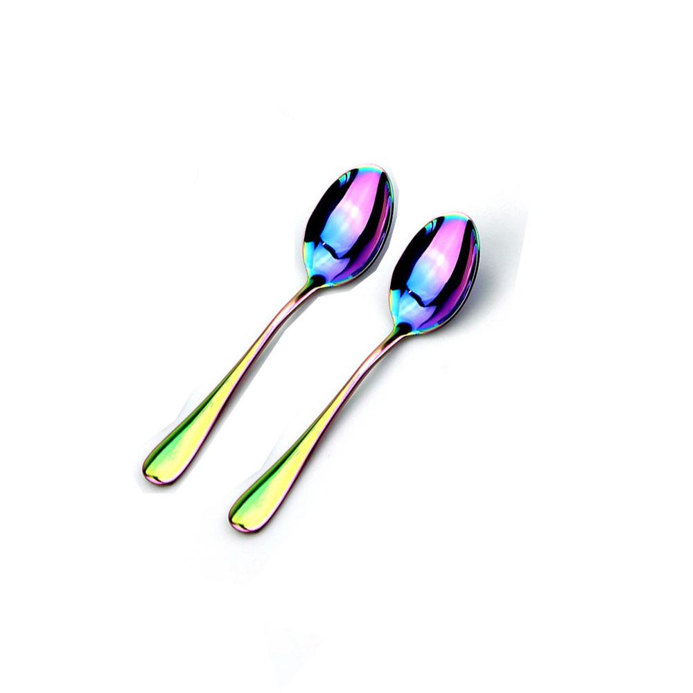 Stainless Steel Rainbow Color Teaspoon Multicolor Style Dinnerware Set Ice Cream Coffee Spoon Soup Spoon Tableware Set