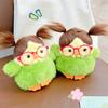 Funny Bird Plush Toy Cute Fat Parrot Sparrow with Glasses & Hair Mini Palm-sized Stuffed