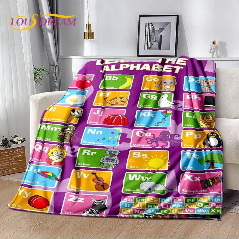 ABC Cartoon Alphabet Children Kids Early Education Soft Plush Blanket,Flannel Blanket Throw Blanket for Living Room Bedroom Sofa