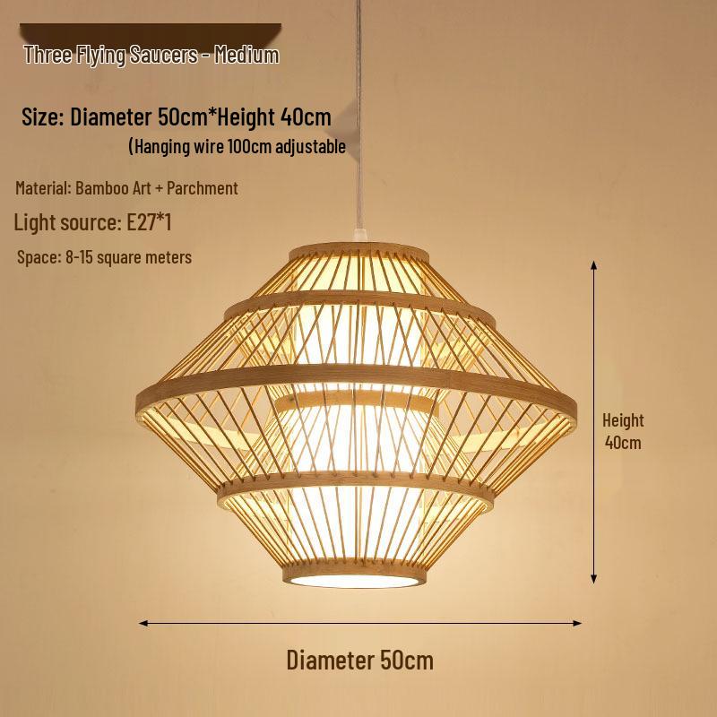 Retro Zen Bamboo Weaving Pendant Lamp for Restaurants & Teahouses