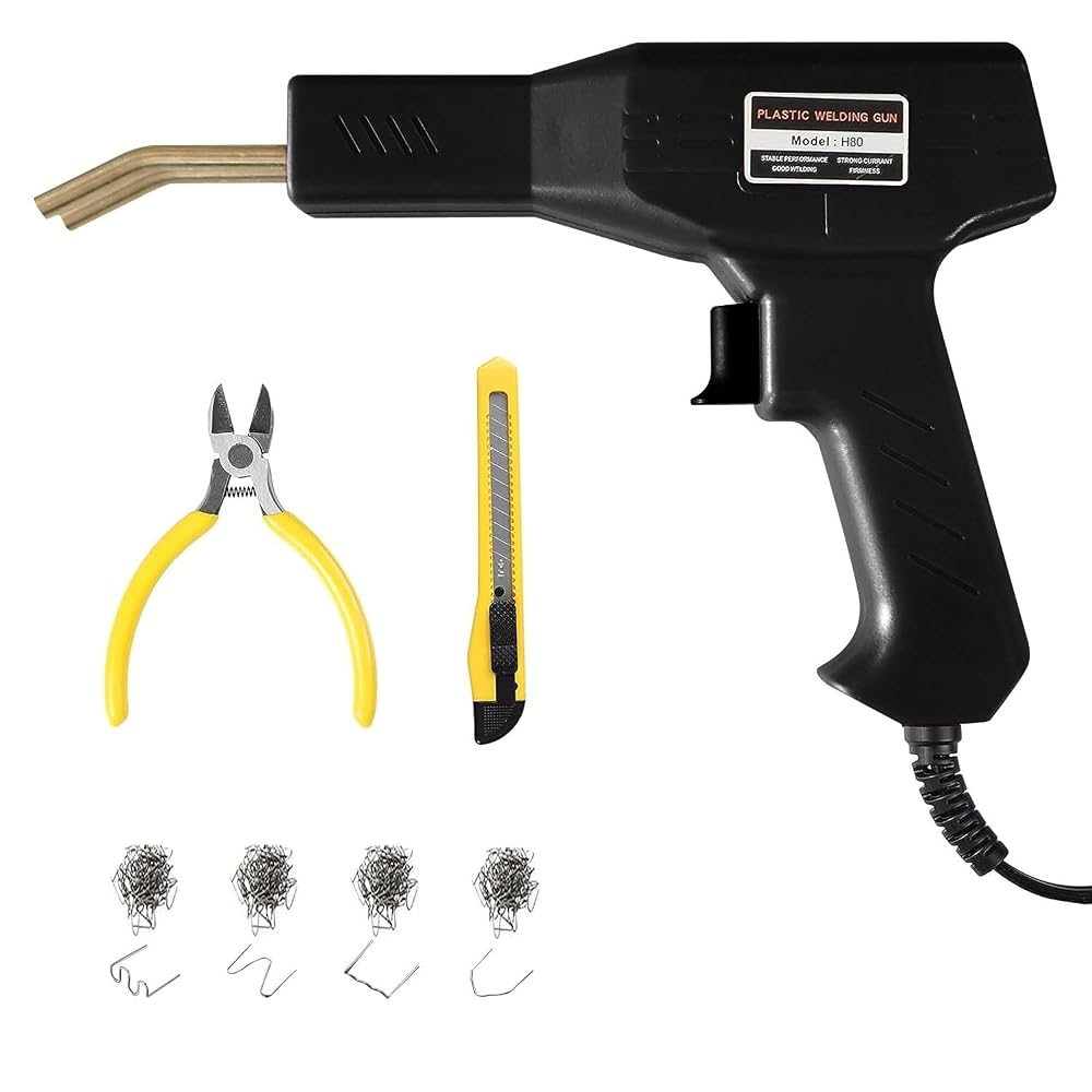 Linnuim 80W Plastic Welding Machine Car Bumper Repair Kit with 200 Welding Pins and LED Light