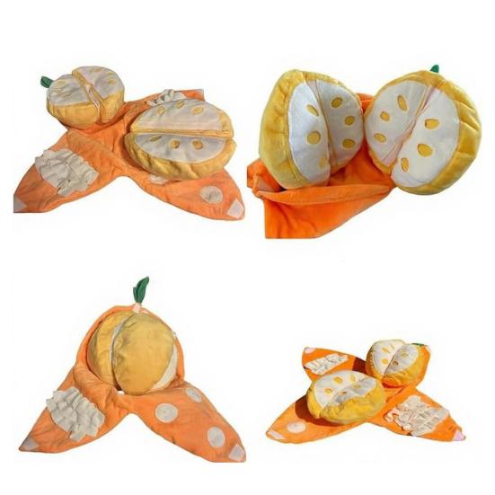 Плюшевая игрушка для собак Прятки Оранжевый Арбуз Пищащая Плюшевая Игрушка 3-в-1 Интерактивная Плюшевая Игрушка для Маленьких и Средних Собак Коврик для Обнюхивания с Шуршащей Бумагой